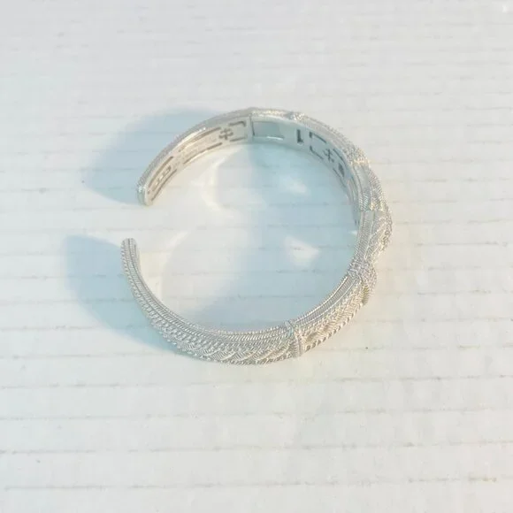 Vintage Judith Ripka Sterling Silver Cuff–Braided CZ Rope Design | 925 Thailand - Picture 12 of 14